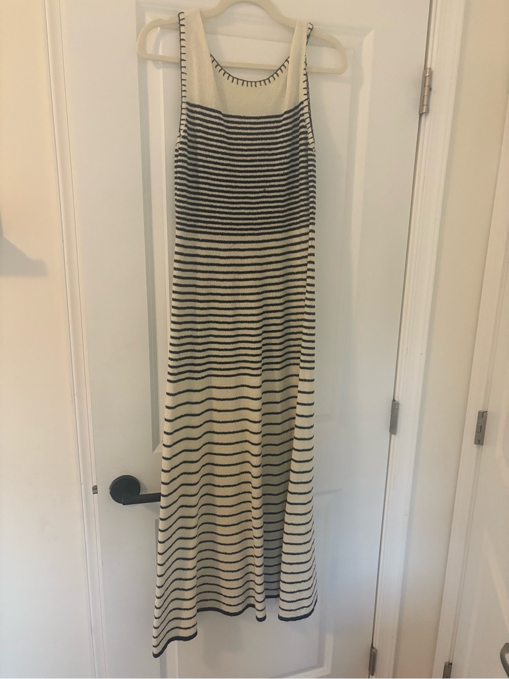 Moon River Striped Cream and Black Maxi Knit Skirt - Classic Summer Style S